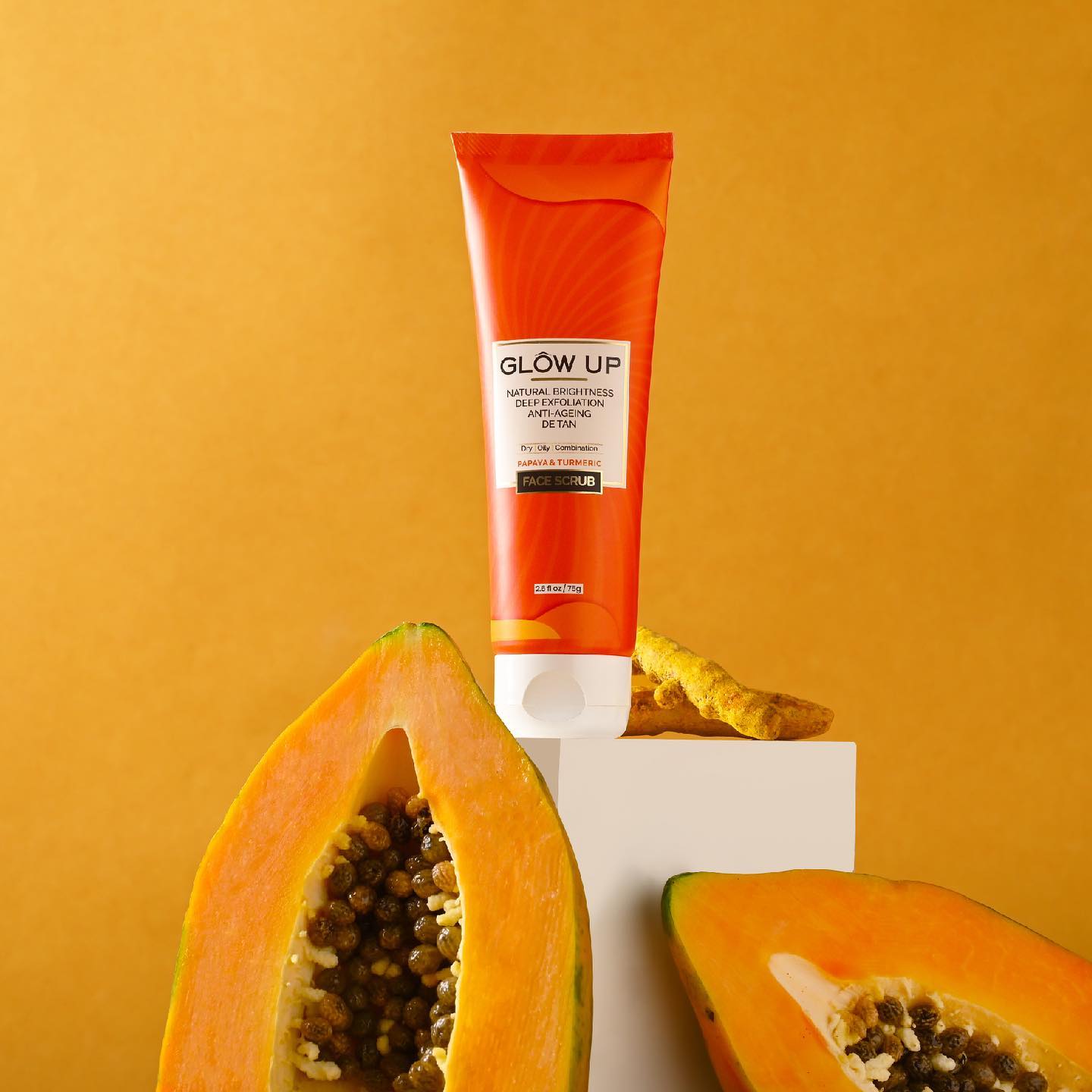 Front - papaya & turmeric face scrub 