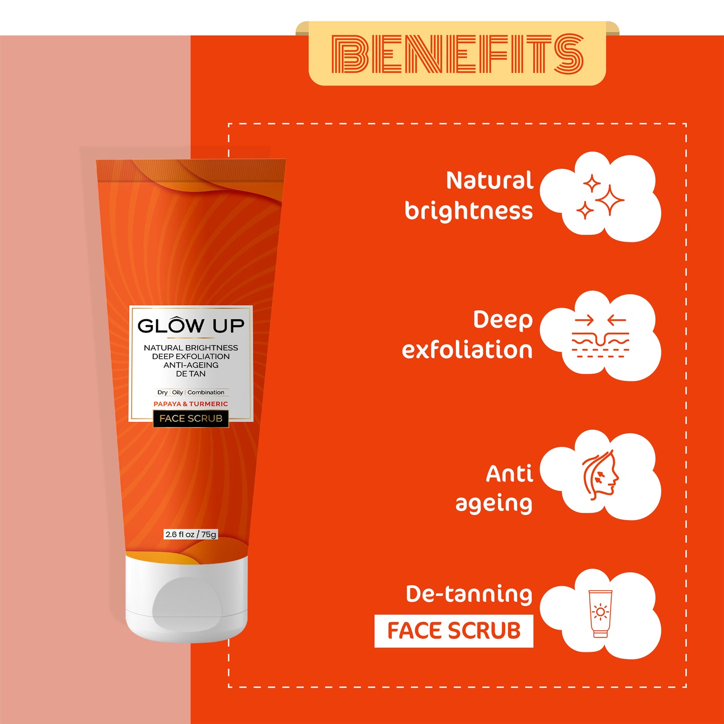 Benefits of glow up papaya & turmeric face scrub